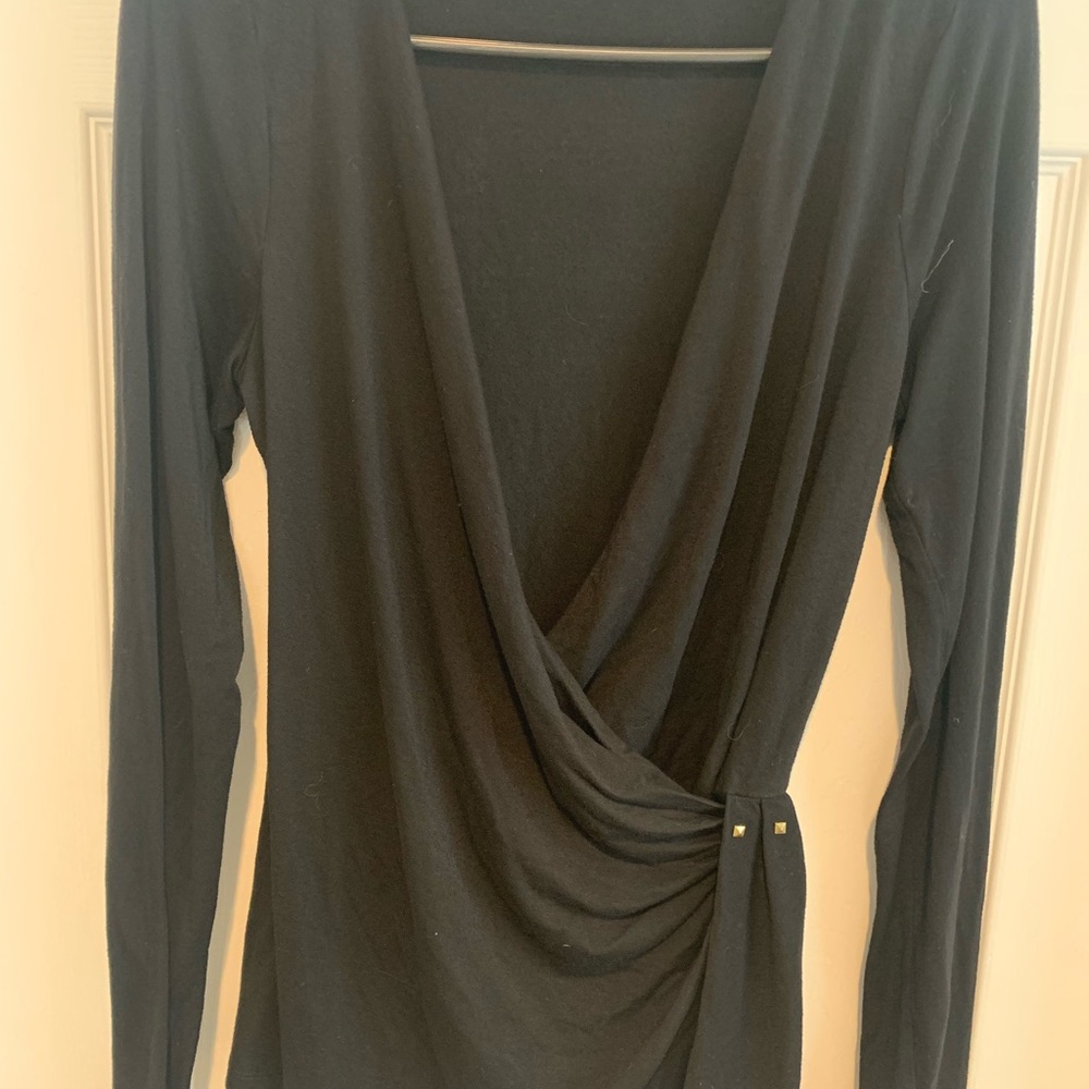 Black top with deep v neck